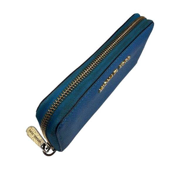 Michael Kors Blue Zip Around Wallet - Picture 4 of 8